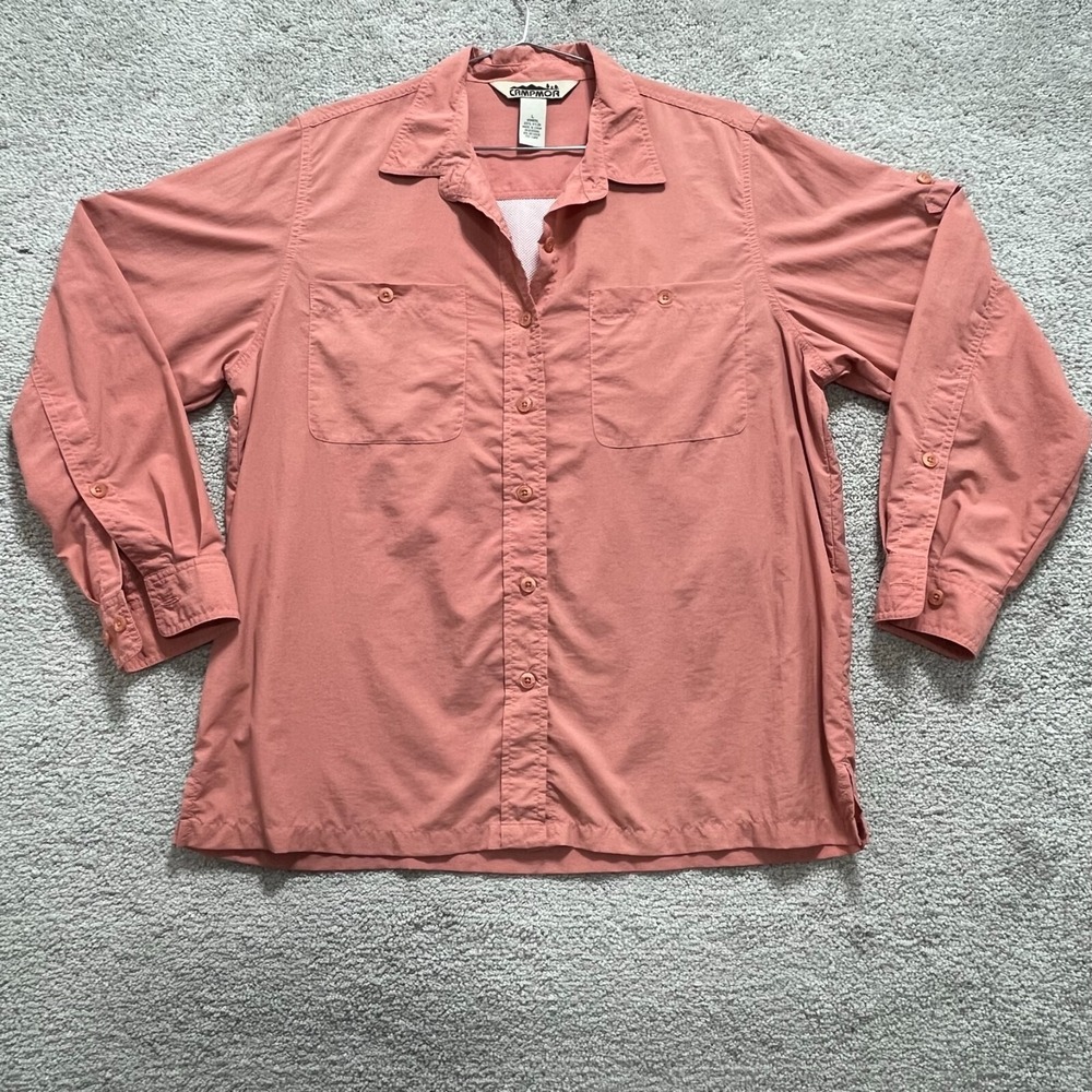Campmor Shirt Women's Large Pink Button Up Long Sleeve Outdoor Camping Fishing